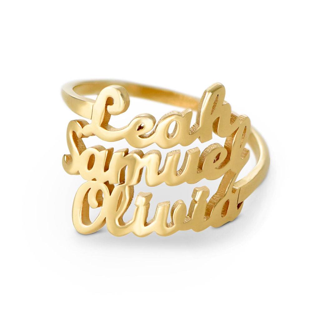 Three’s a Charm Name Ring - Gold Plated-1 product photo